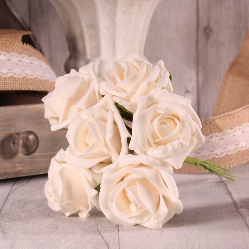 View Bunch of 6 Ivory Foam Tea Rose information