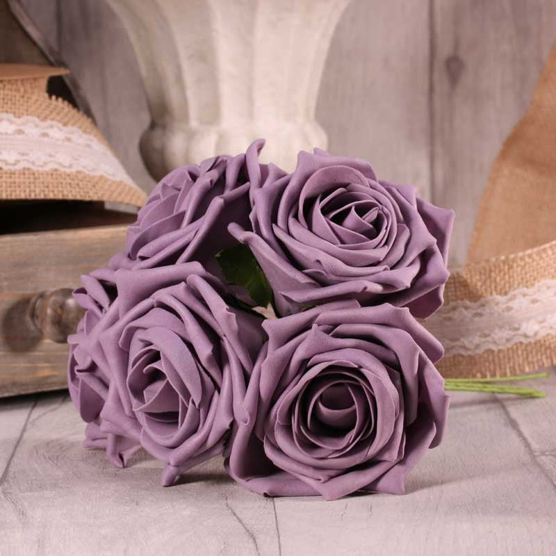 View Bunch of 5 Mauve Foam Open Tea Rose information