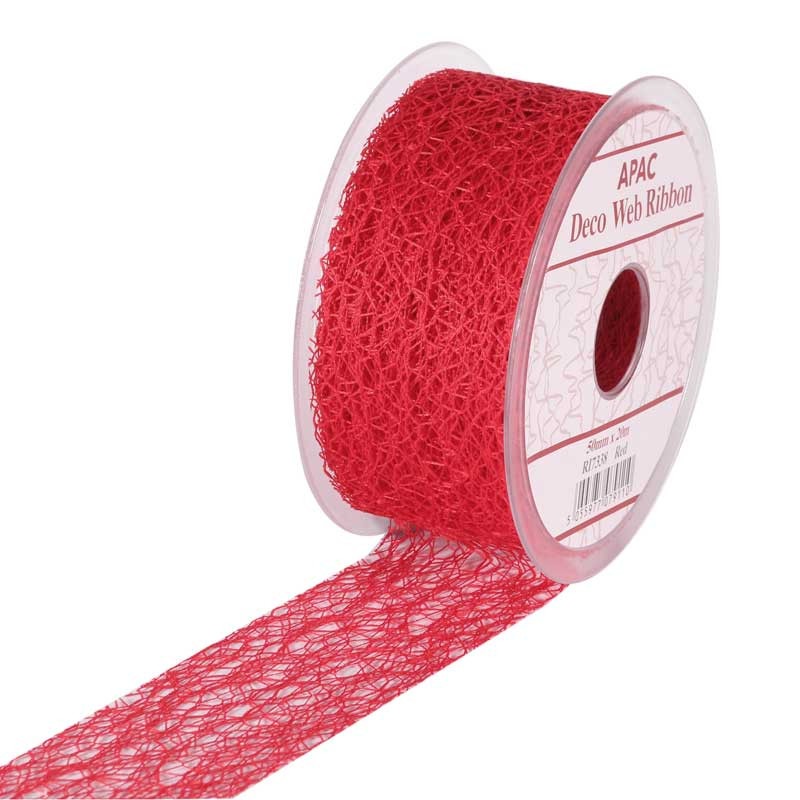 View Red Deco Web Ribbon 50mm x 20m information