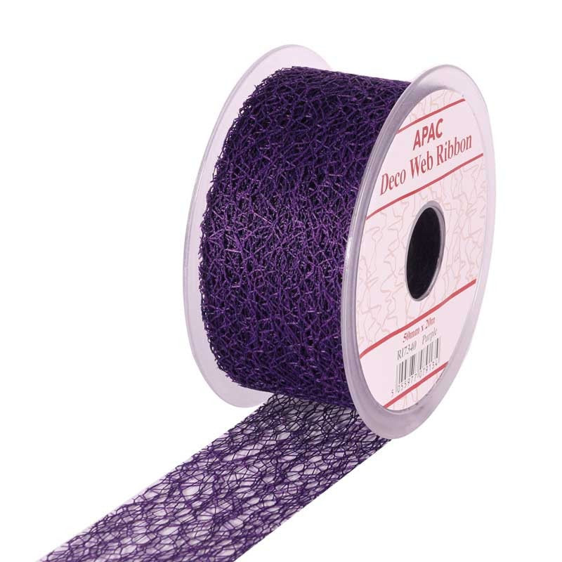 View Purple Deco Web Ribbon 50mm x 20m information
