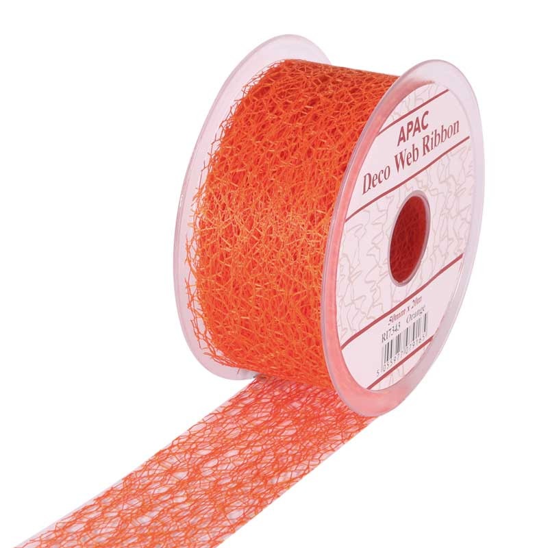 View Orange Deco Web Ribbon 50mm x 20m information