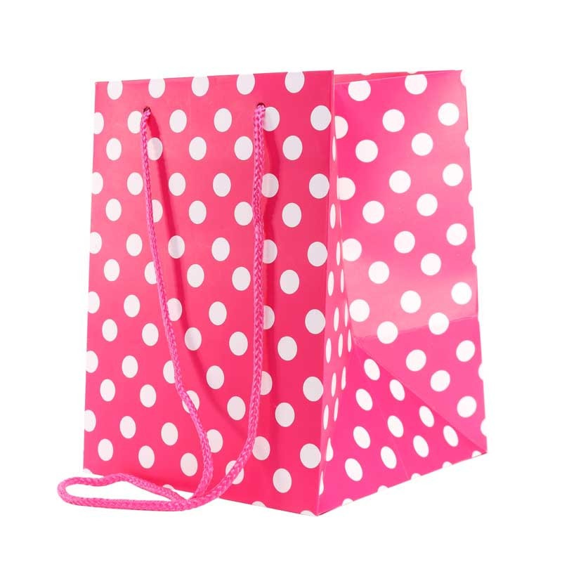 View Bright Pink Polka Dot Hand Tie Bag information