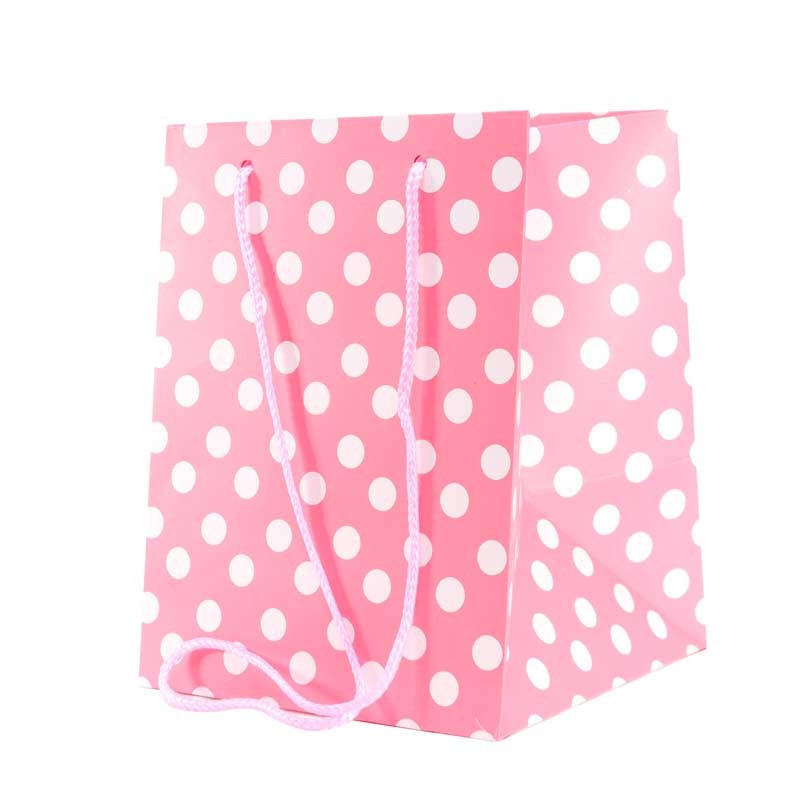 View Baby Pink Polka Dot Hand Tie Bag information
