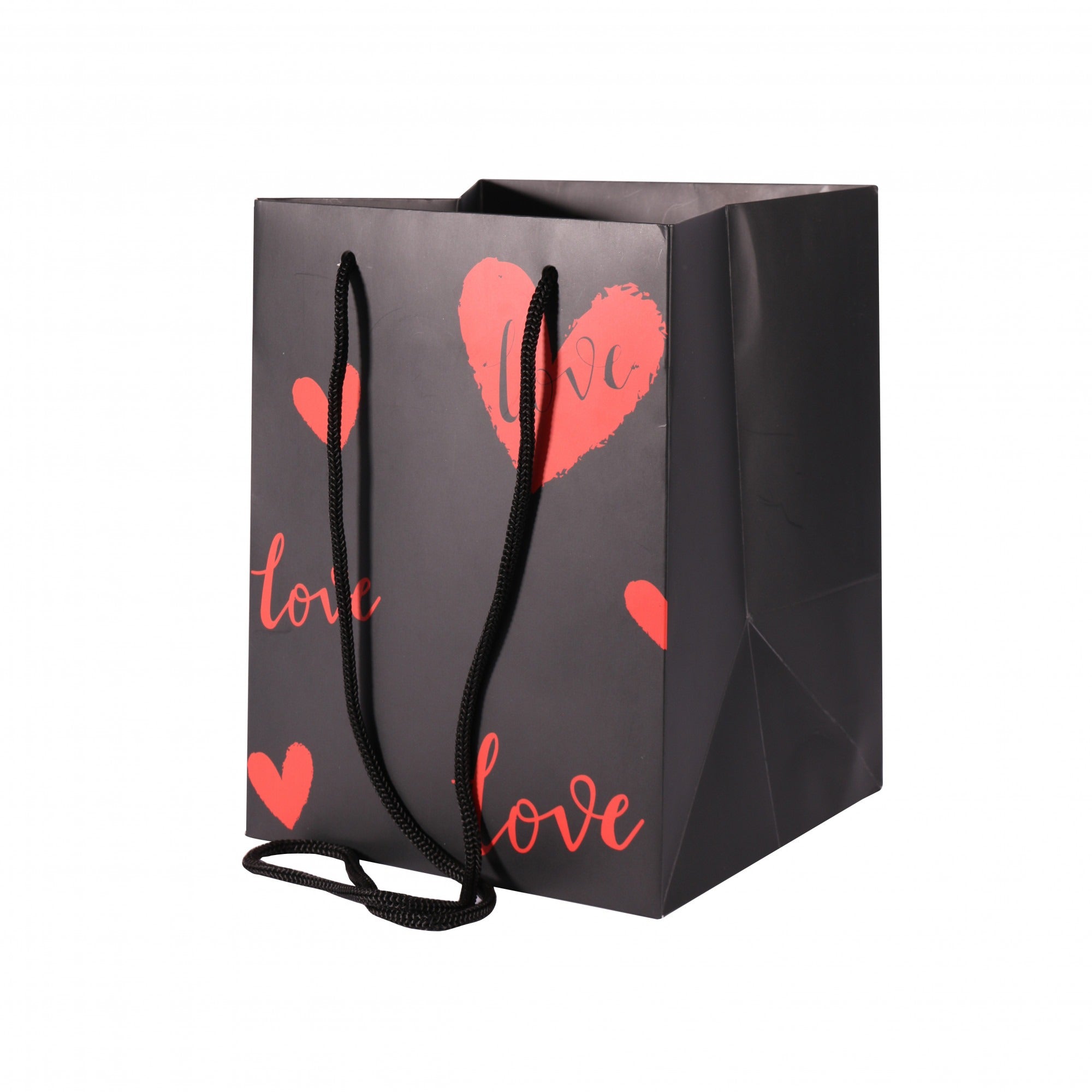 View Romantic Black And Red Heart Hand Tie Bag information
