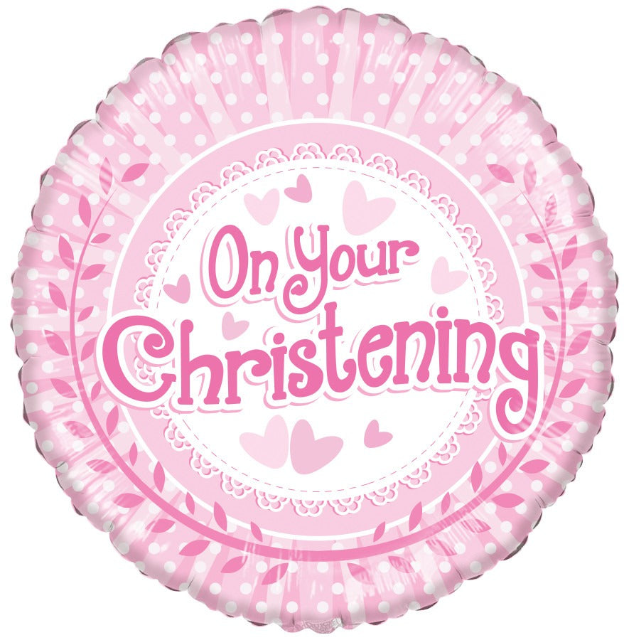 View On Your Christening Girl Balloon information