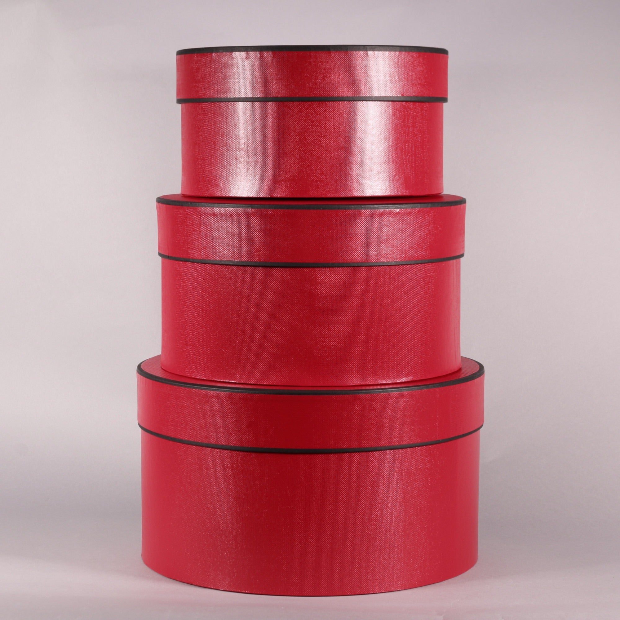 View Red and Black Round Hat Boxes Set of 3 information