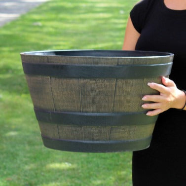 View Small Wooden Barrel Effect Planter information