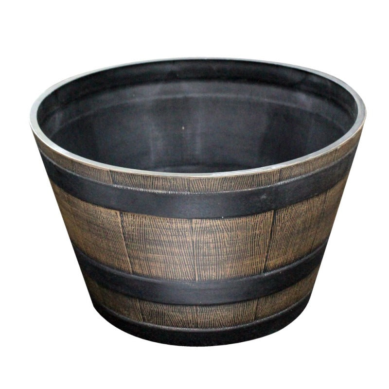 View Large Wooden Barrel Effect Planter information