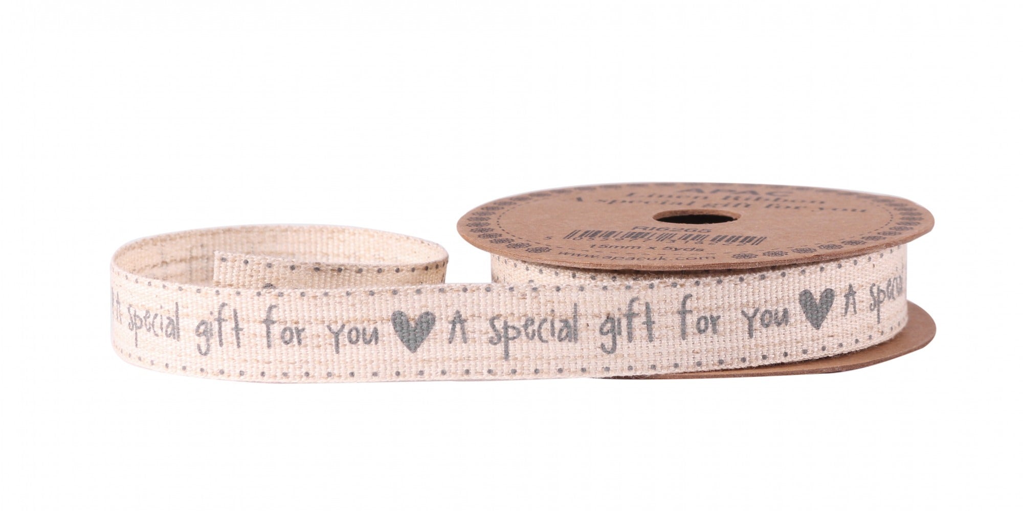 View A Special Gift for you Grey Linen Ribbon 15mm information