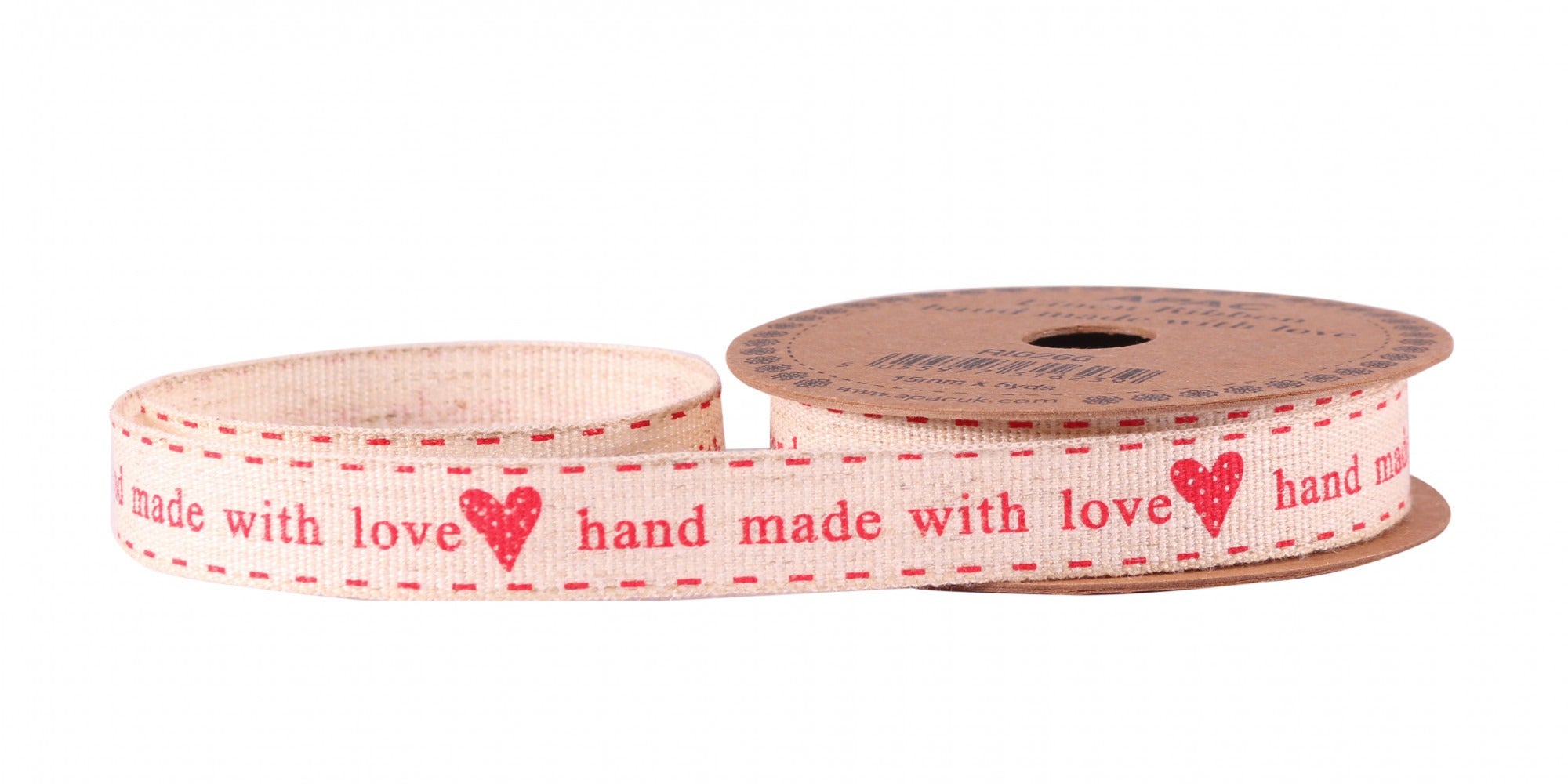 View Handmade with Love Red Linen Ribbon 15mm information