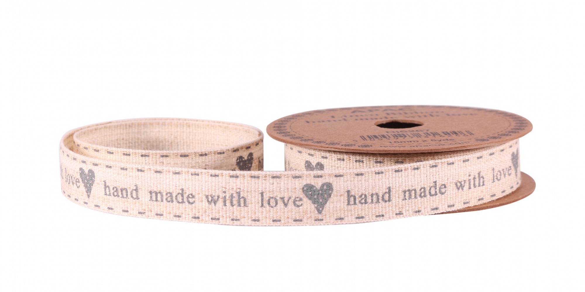 View Handmade with Love Grey Linen Ribbon 15mm information