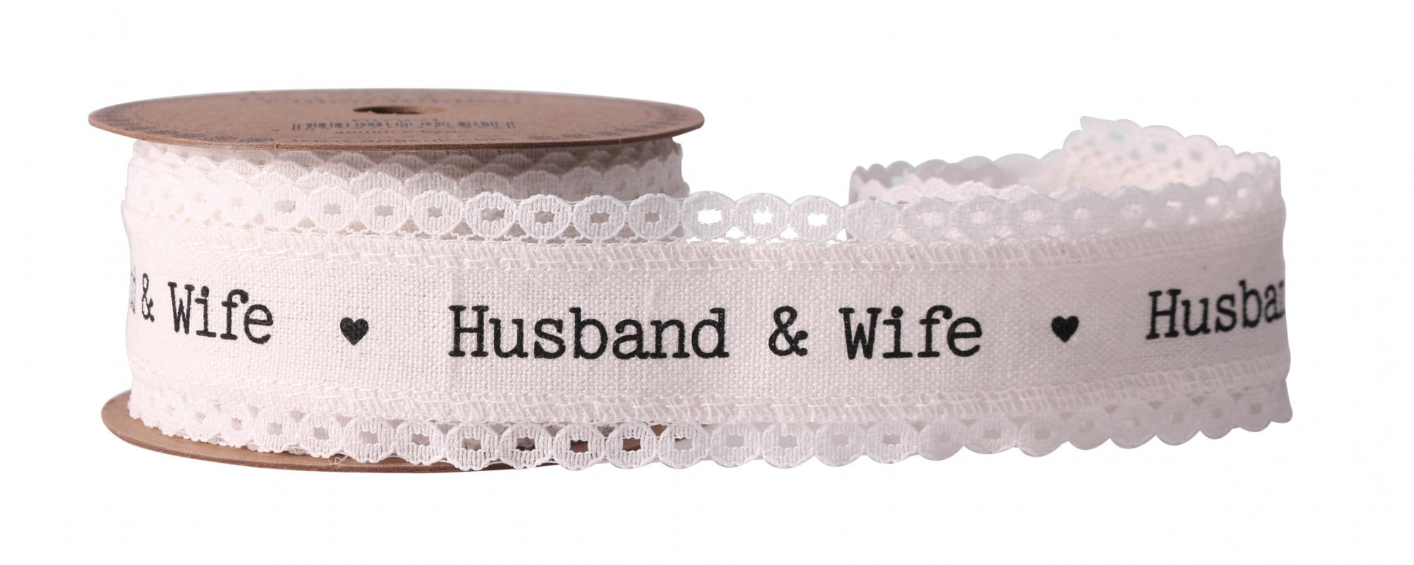 View 40mm Husband Wife Linen Ribbon information