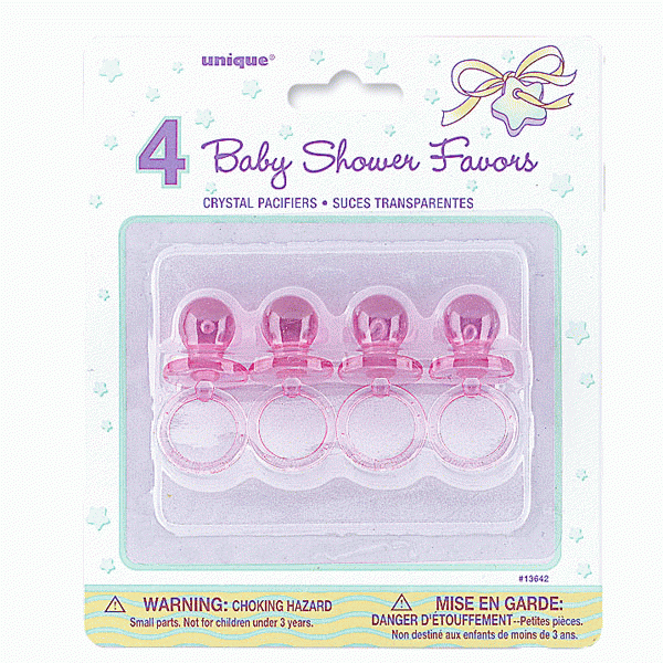 View Pink Crystal 2 Pacifiers Favours decoration pk4 information