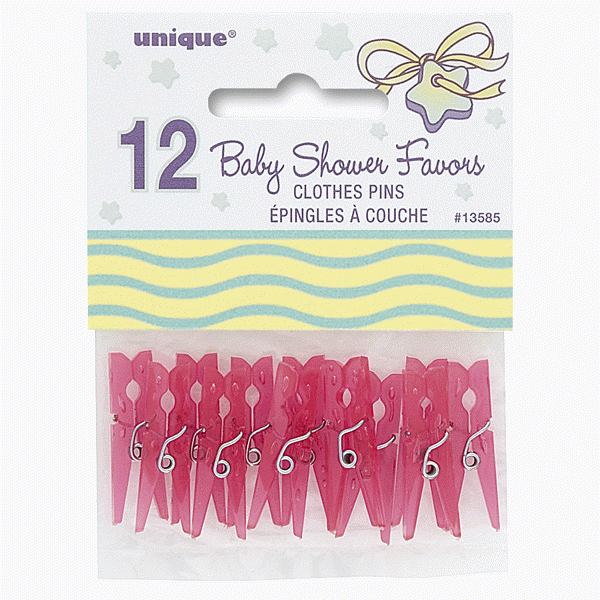View Pink Clothes Pegs Baby Shower Decorations pk 12 information