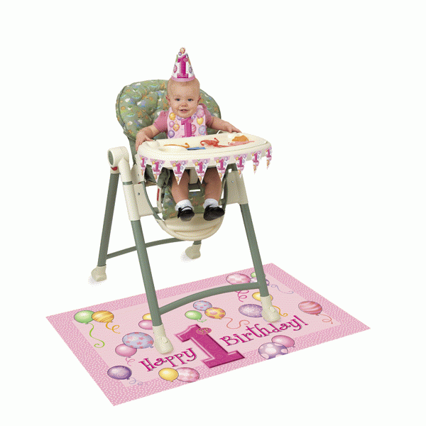 View 1st Birthday Pink High Chair Decorating Kit information