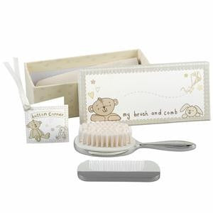 View Button Corner Silverplated Brush Comb Set information