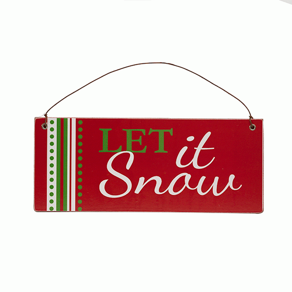 View Christmas Hanging Wooden Wall Plaque Let It Snow 20cm x 8cm information
