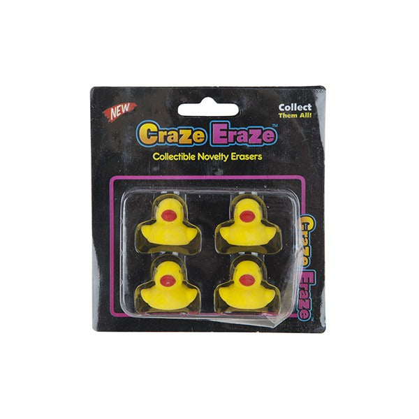 View 4 Piece Yellow Duck Erasers On Ptd Blister Card information