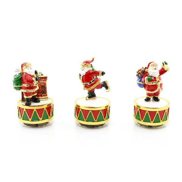 View Christmas Santa Enamelled Musical Figurine Collectibles 3 Assorted Designs information