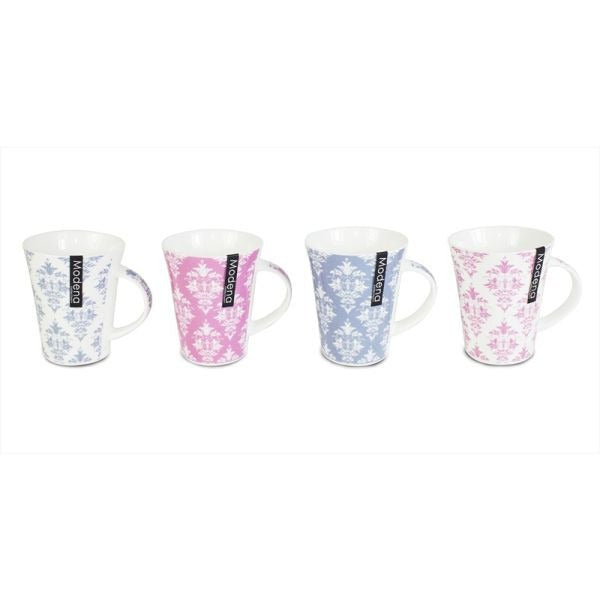 View 12oz New Bone China Patterned Mugs Assorted Colours information
