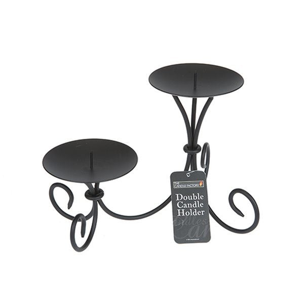 View 3x Metal Scroll Double Candle Holder With Hang Tag information