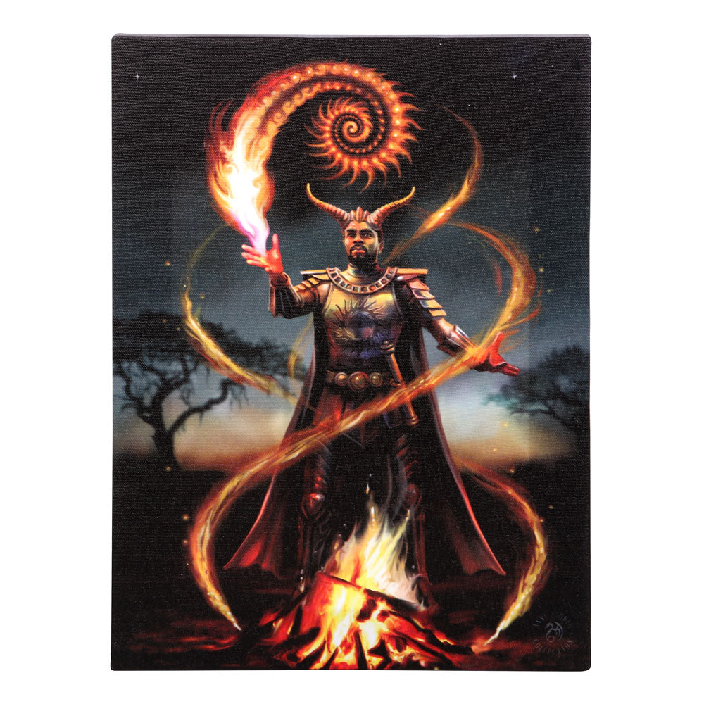 View 19x25cm Fire Element Wizard Canvas Plaque by Anne Stokes information