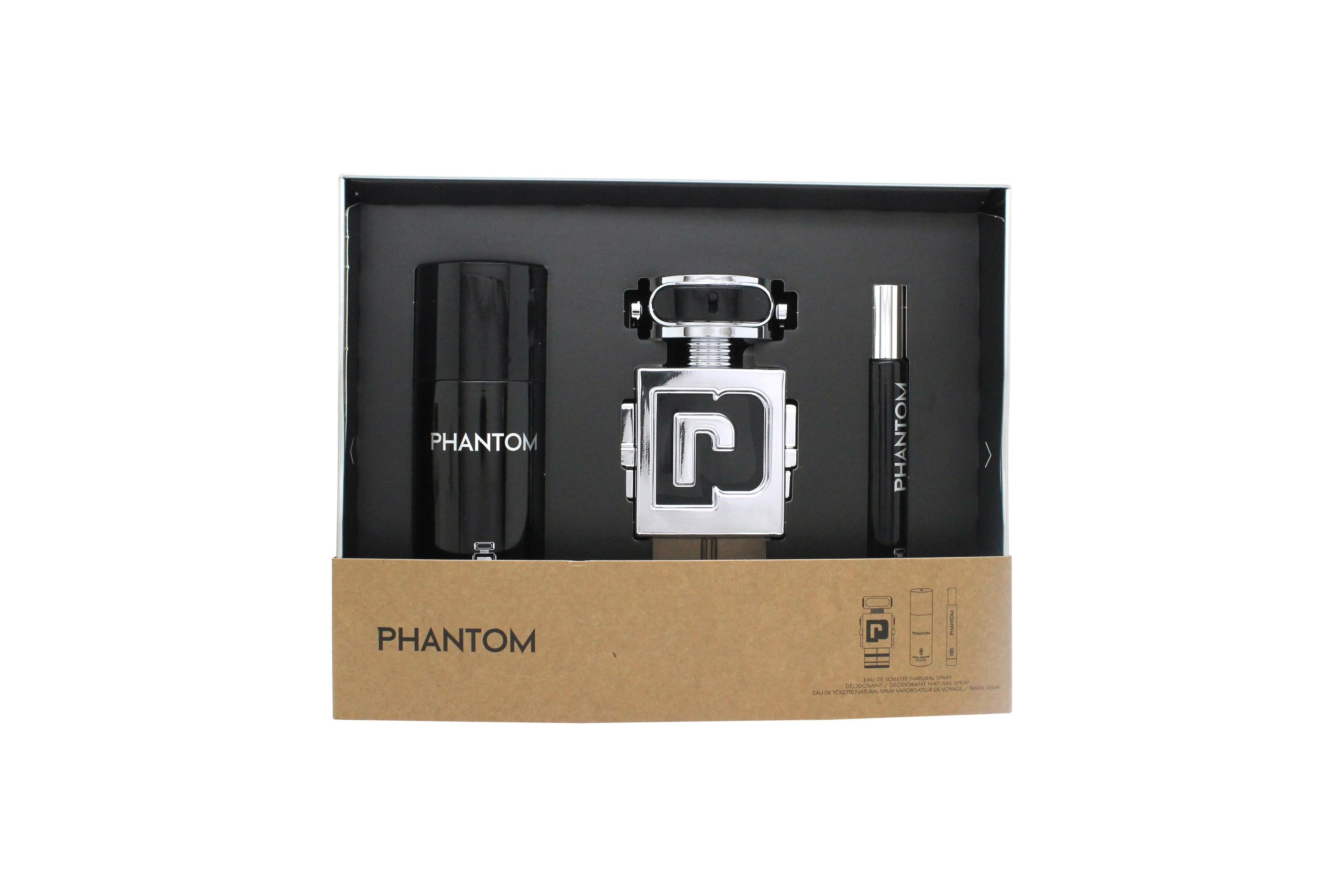View Paco Rabanne Phantom Presentset 100ml EDT 10ml EDT 150ml Deodorant Sprej information