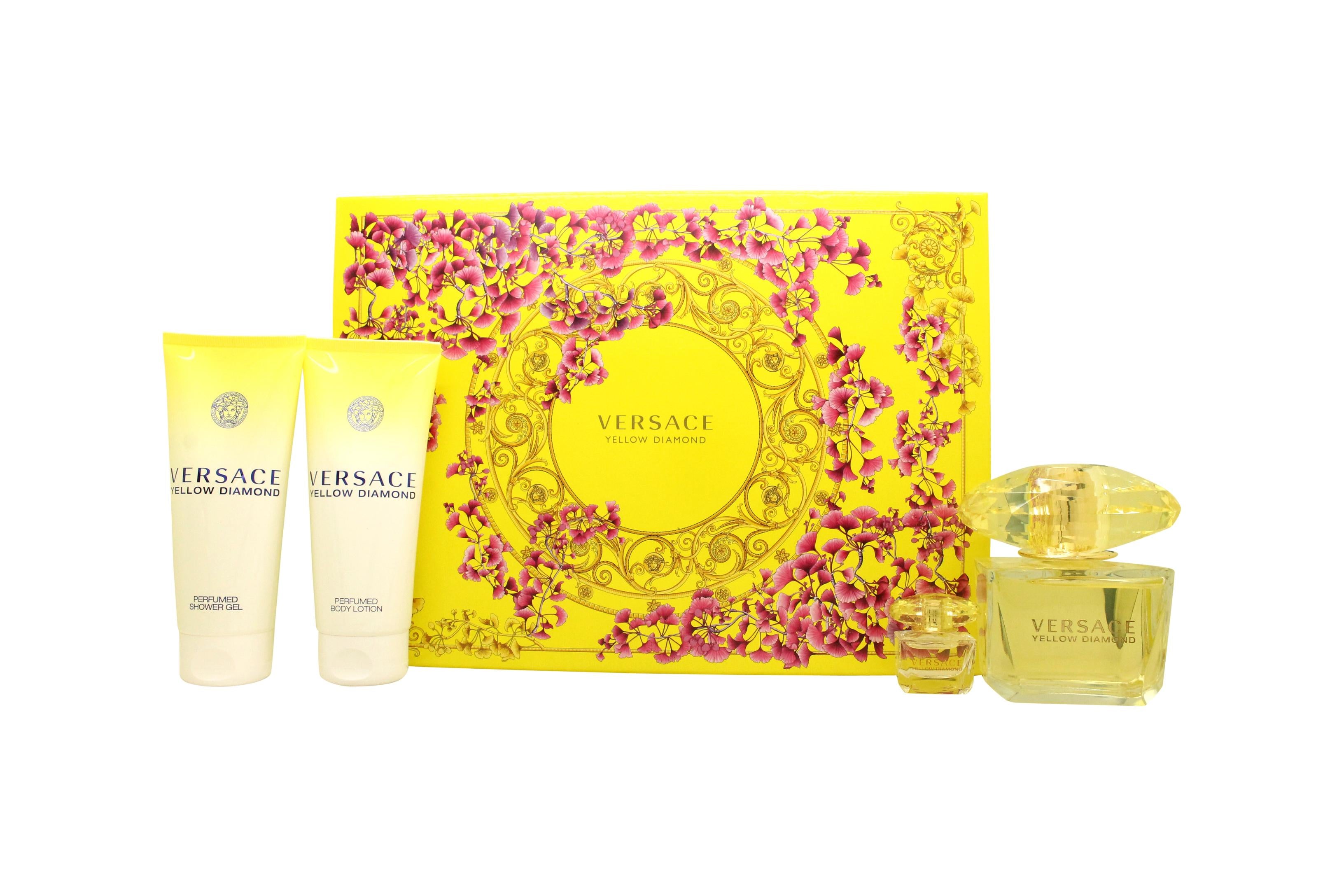 View Versace Yellow Diamond Gift Set 90ml EDT 100ml Body Lotion 100ml Shower Gel 5ml EDT information