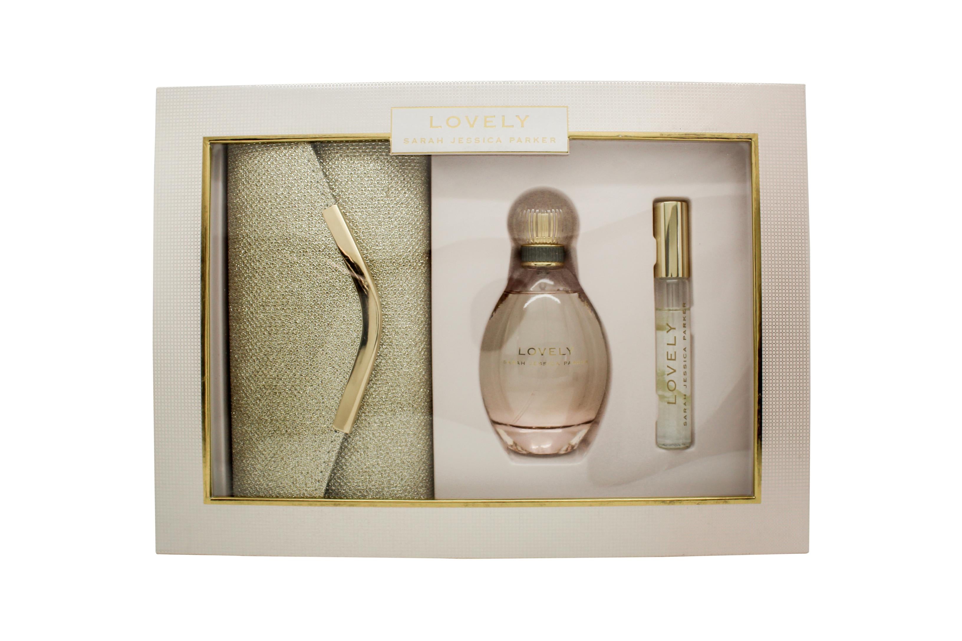 View Sarah Jessica Parker Lovely Gift Set 100ml EDP 10ml Rollerball Gold Clutch information
