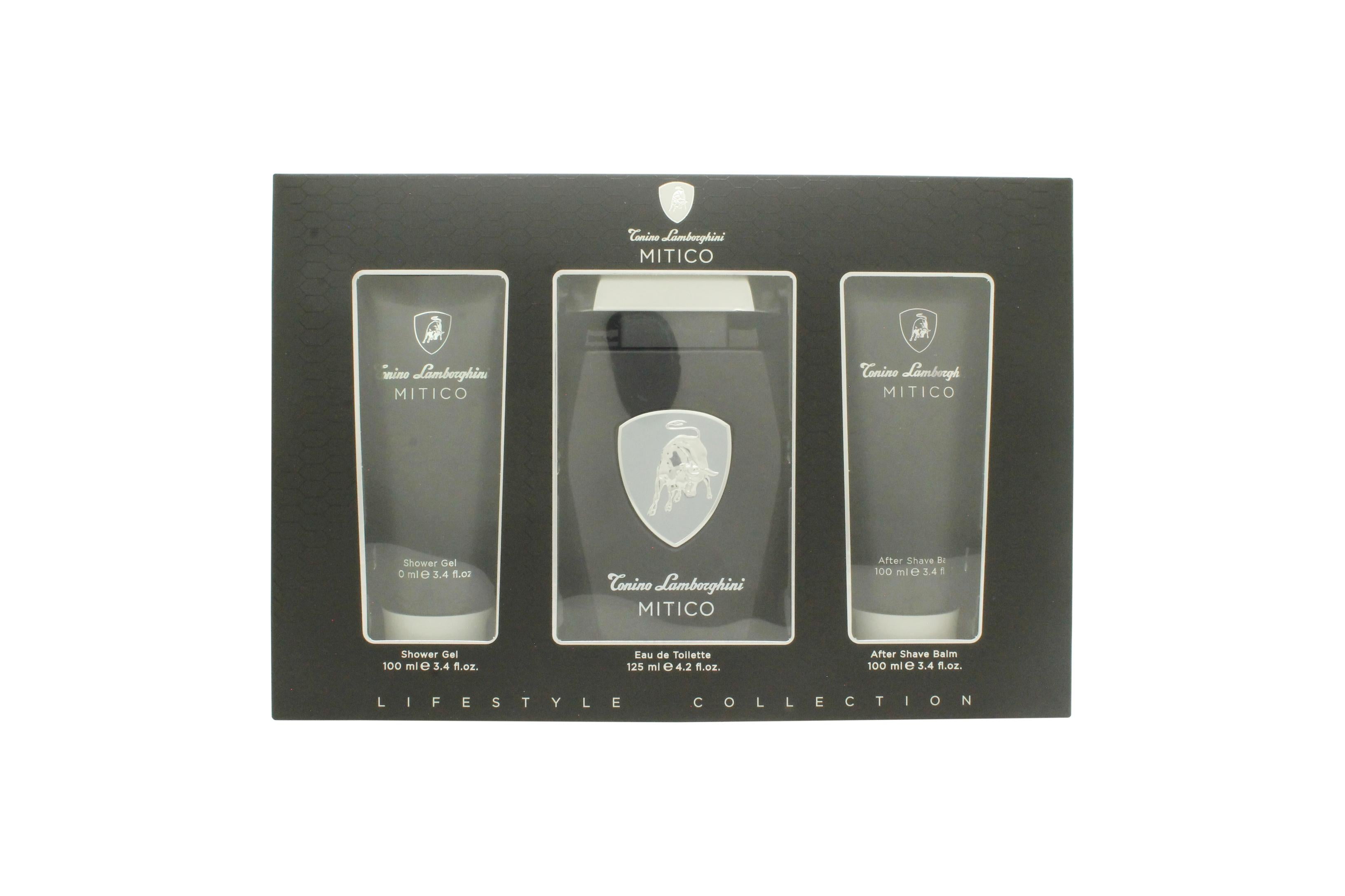 View Lamborghini Mitico Gift Set 125ml EDT 100ml Shower Gel 100ml Aftershave Balm information