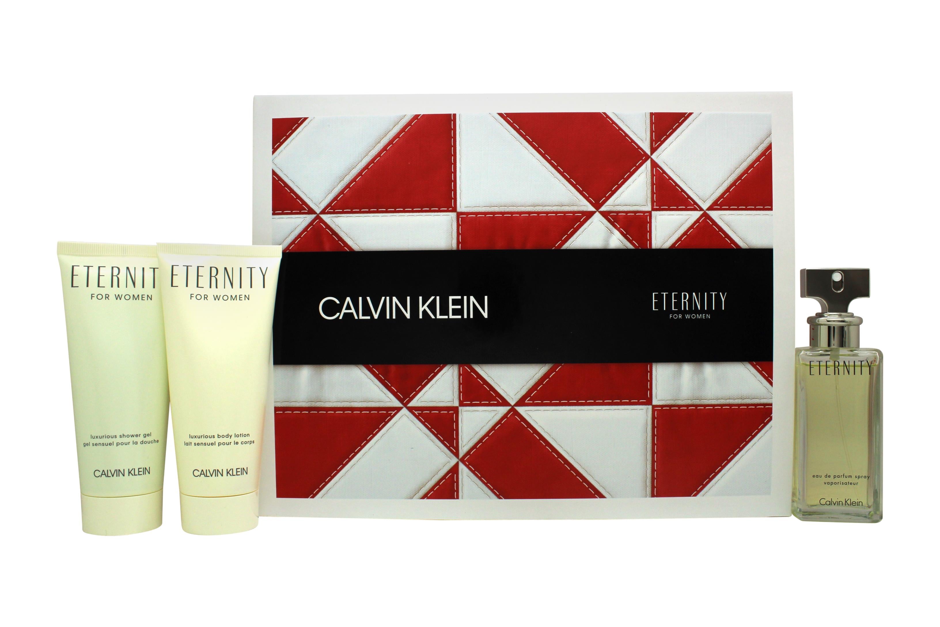 View Calvin Klein Eternity Gift Set 50ml EDP 100ml Shower Gel 100ml Body Lotion information
