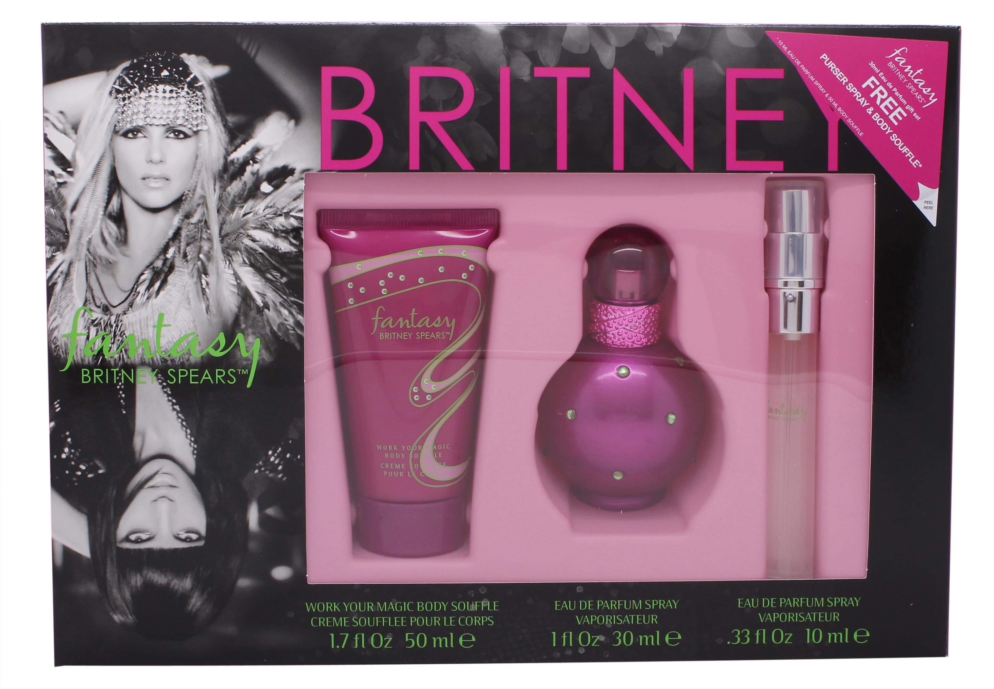 View Britney Spears Fantasy Gift Set 30ml EDP Spray 50ml Body Souffle 10ml EDP Spray information
