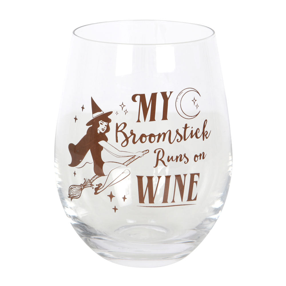 View My Broomstick Runs on Wine Stemless Glass information
