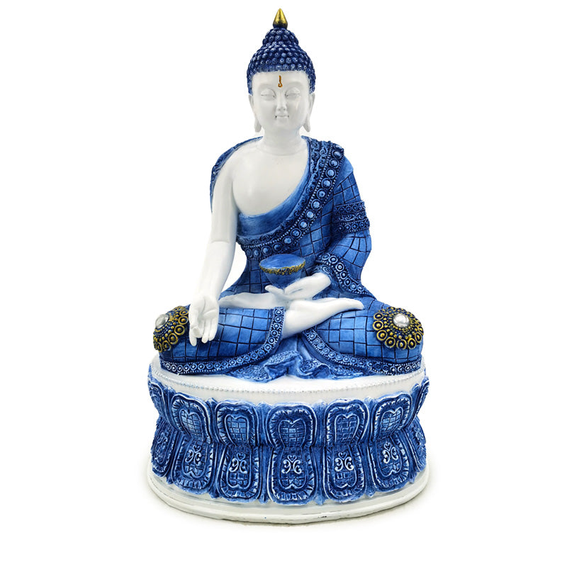 View Decorative White Blue Thai Buddha Lotus information