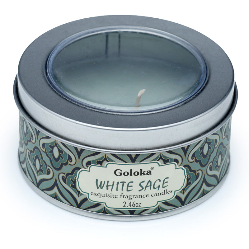View Goloka Wax Candle Tin White Sage information