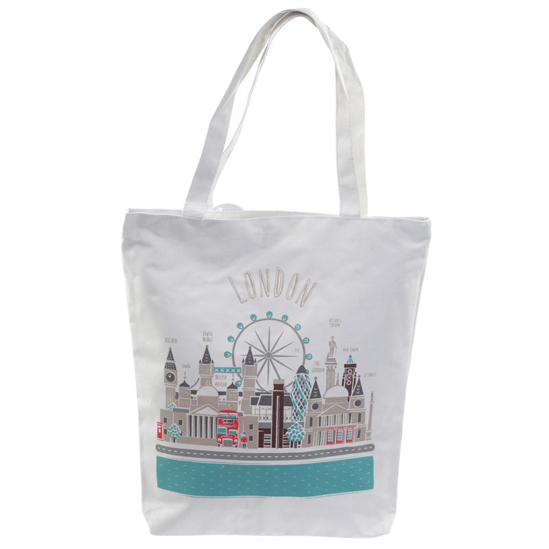 View Handy Cotton Zip Up Shopping Bag London Icons information