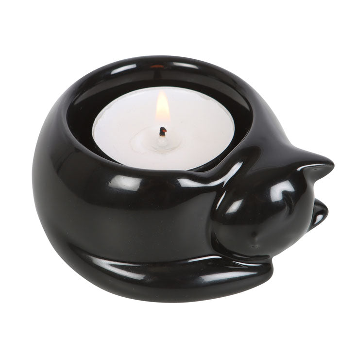 View Black Cat Ceramic Tealight Candle Holder information
