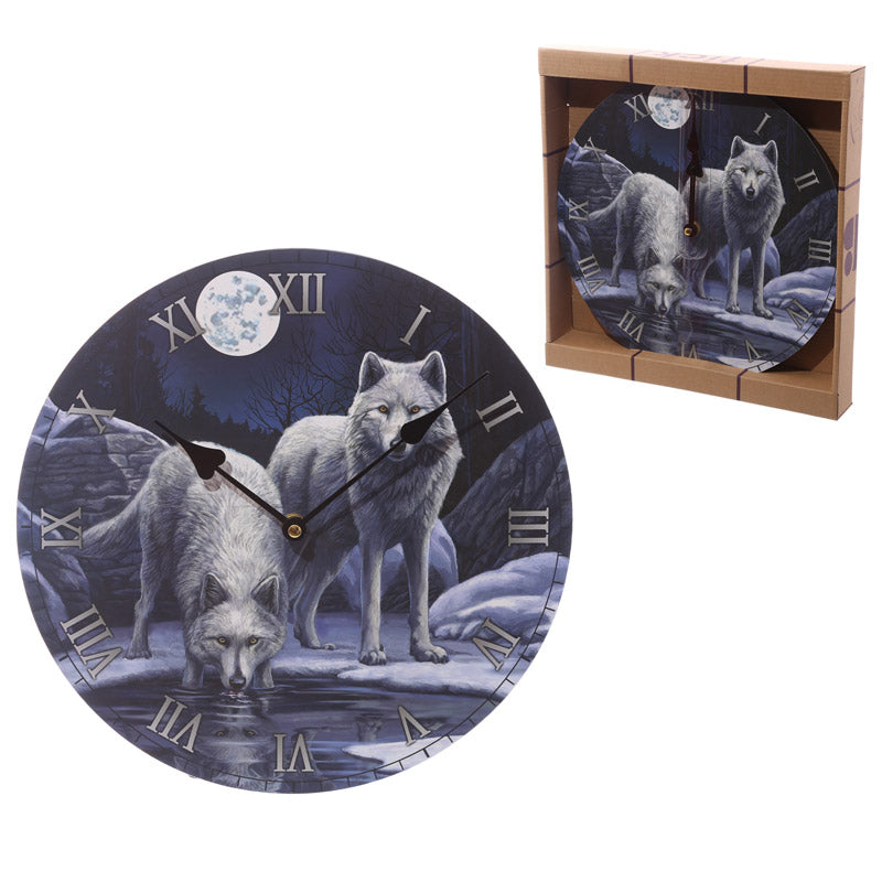 View Fantasy Wolf Warriors of Winter Decorative Wall Clock information