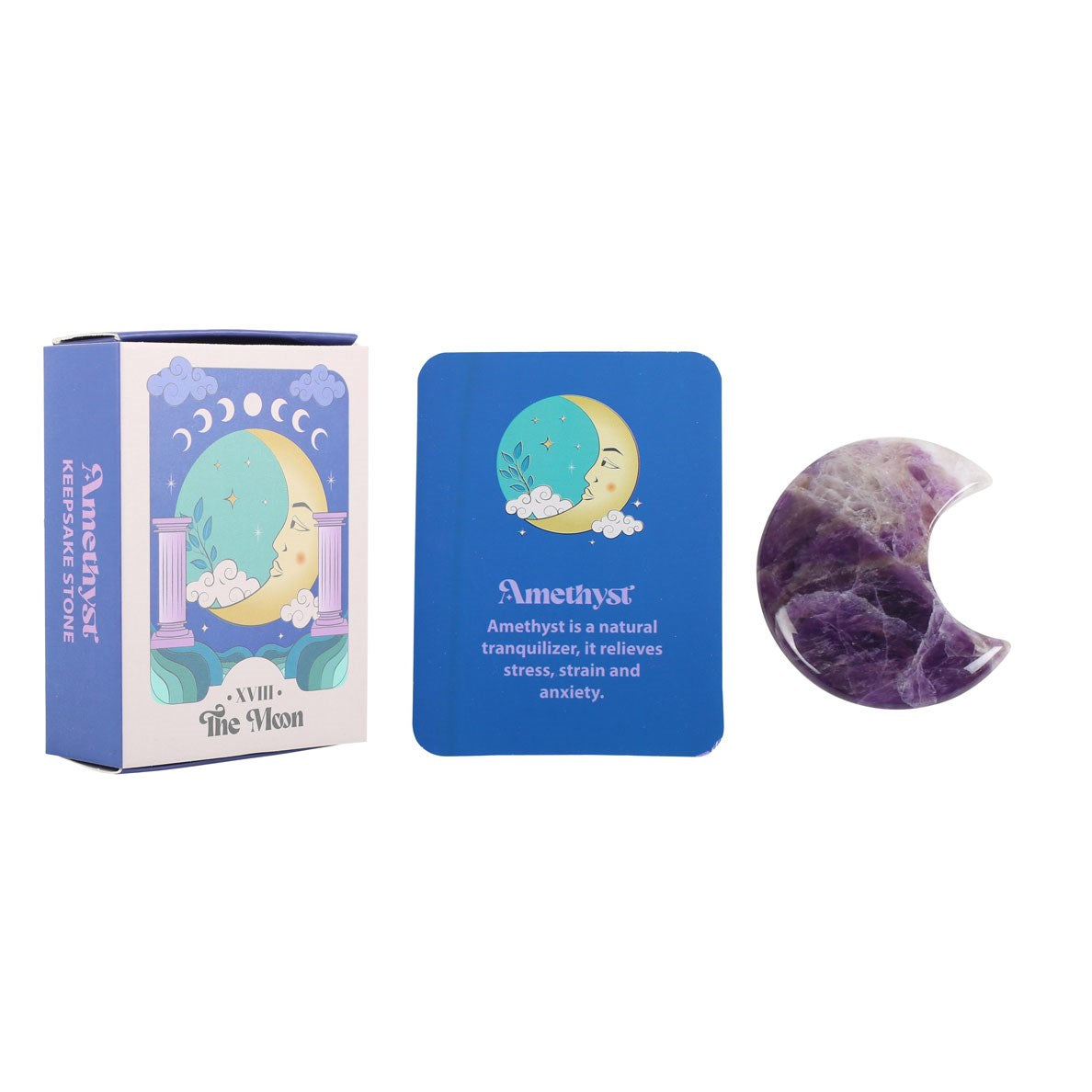 View Amethyst Crystal Moon Keepsake Stone in a Box information