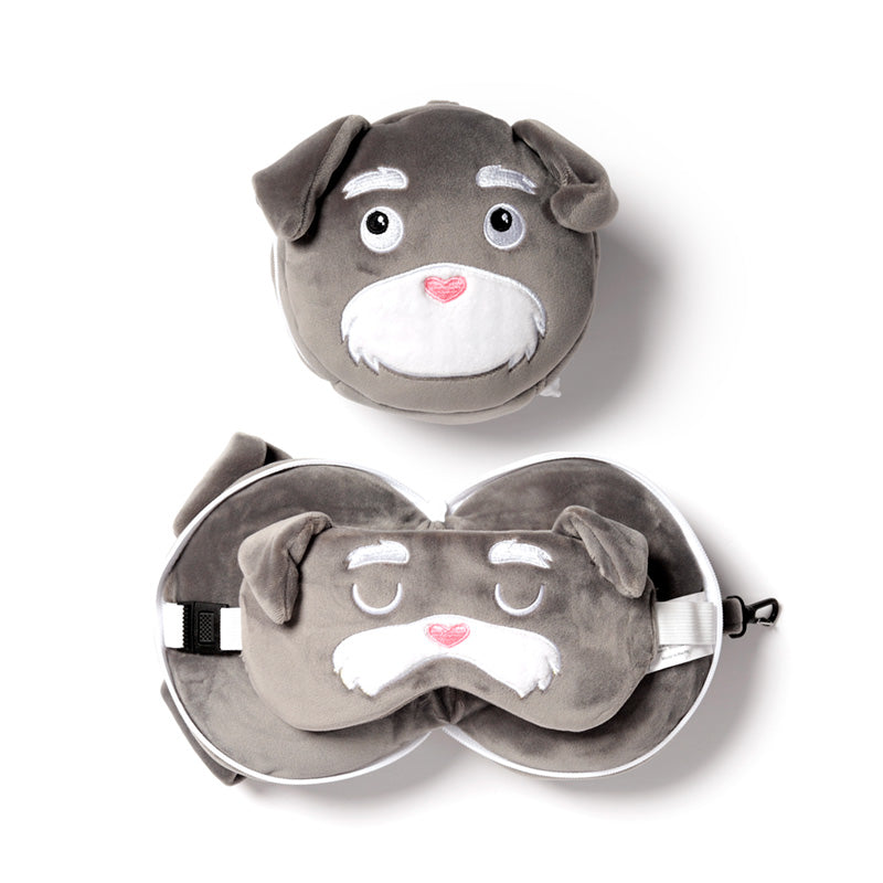 View Dog Squad Relaxeazzz Plush Round Travel Pillow Eye Mask Set information