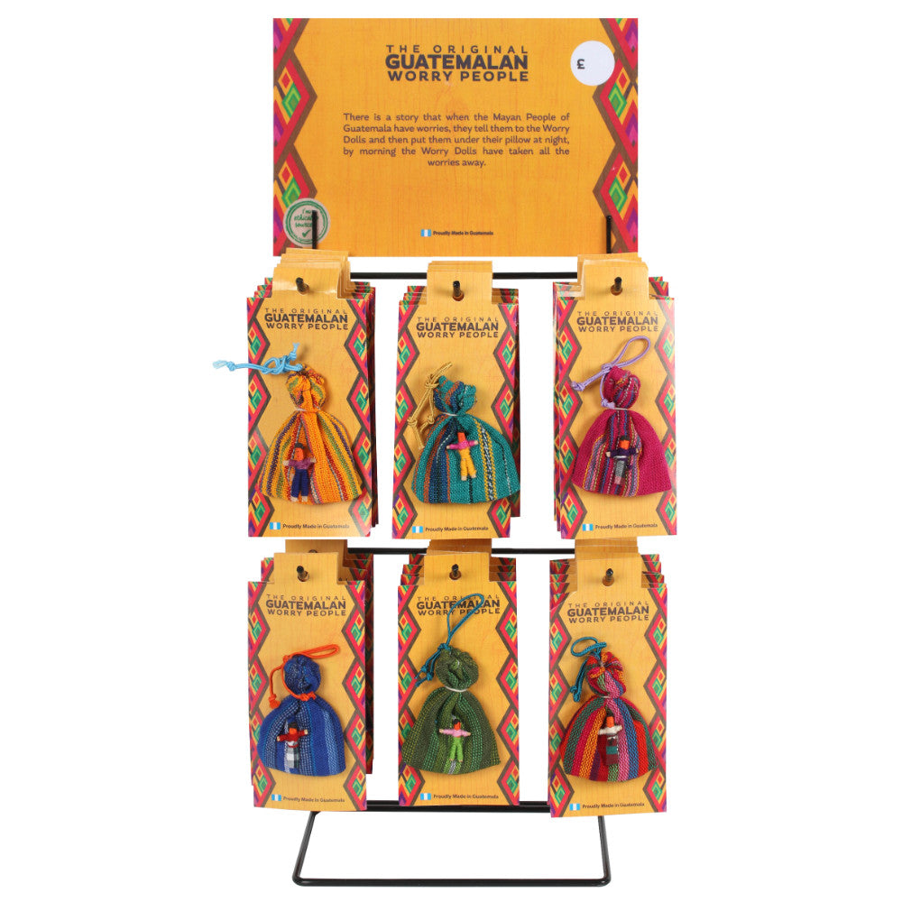 View Set of 36 worry dolls on Display Stand information