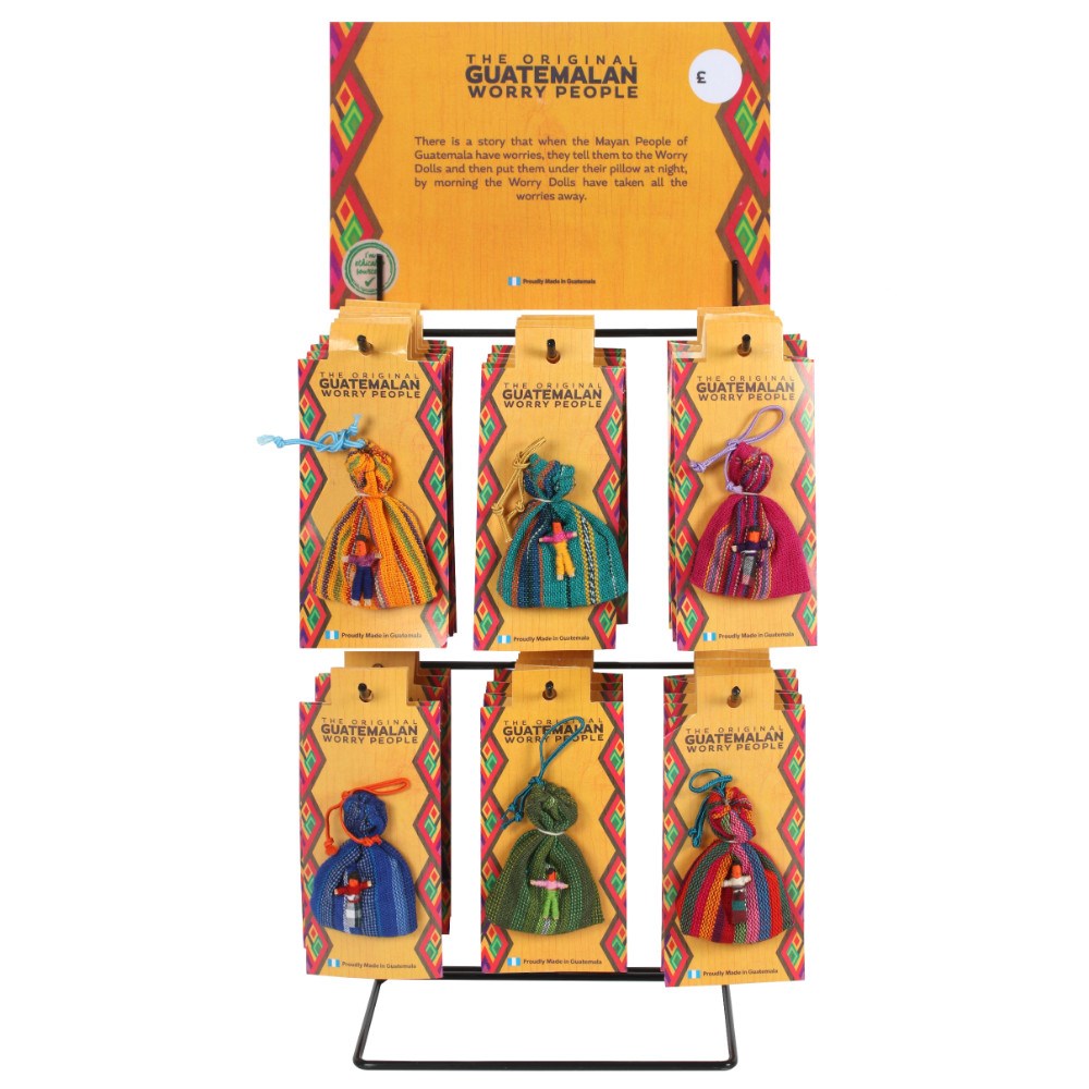 View Set of 36 worry dolls on Display Stand information