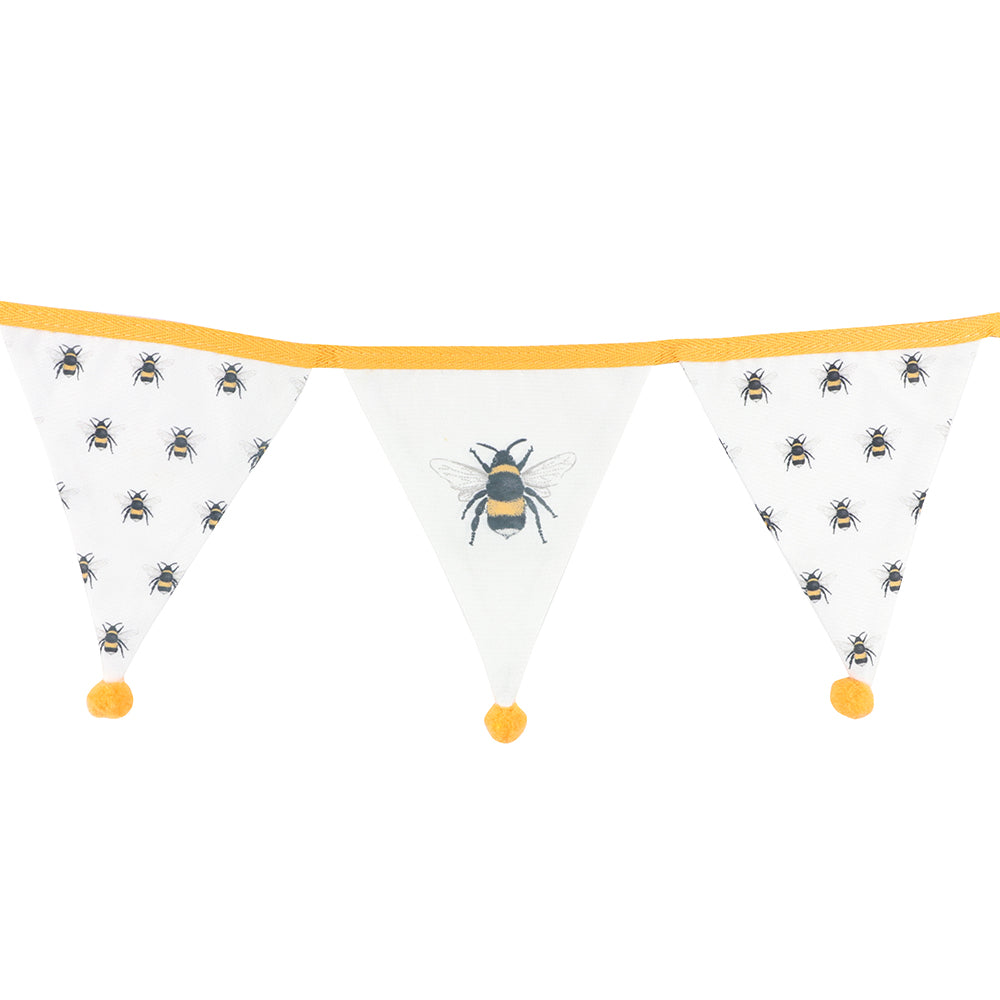 View White Alternating Bee Print Fabric Bunting information