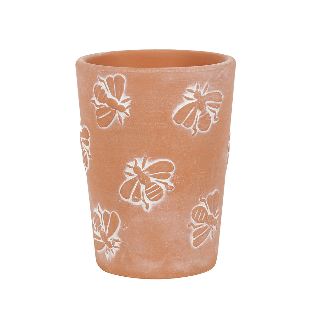 View Small Terracotta Bee Pattern Plant Pot information