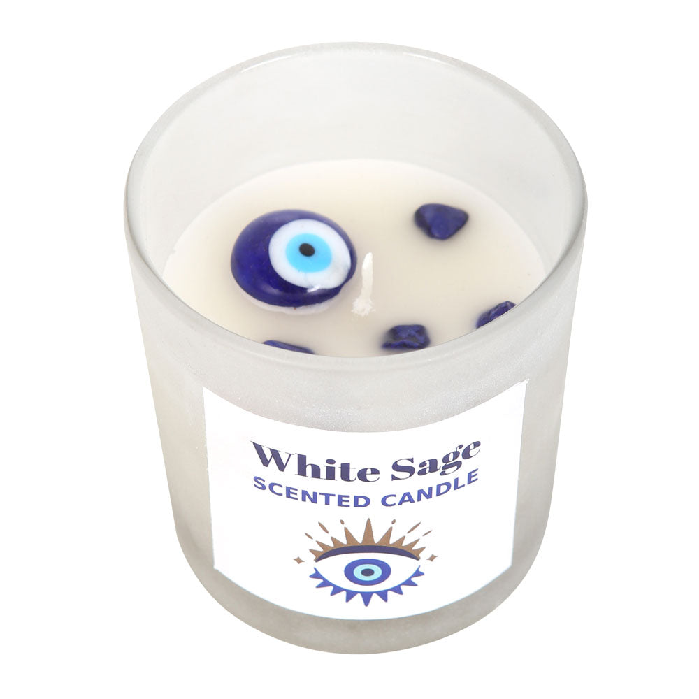View All Seeing Eye White Sage Crystal Chip Protection Candle information