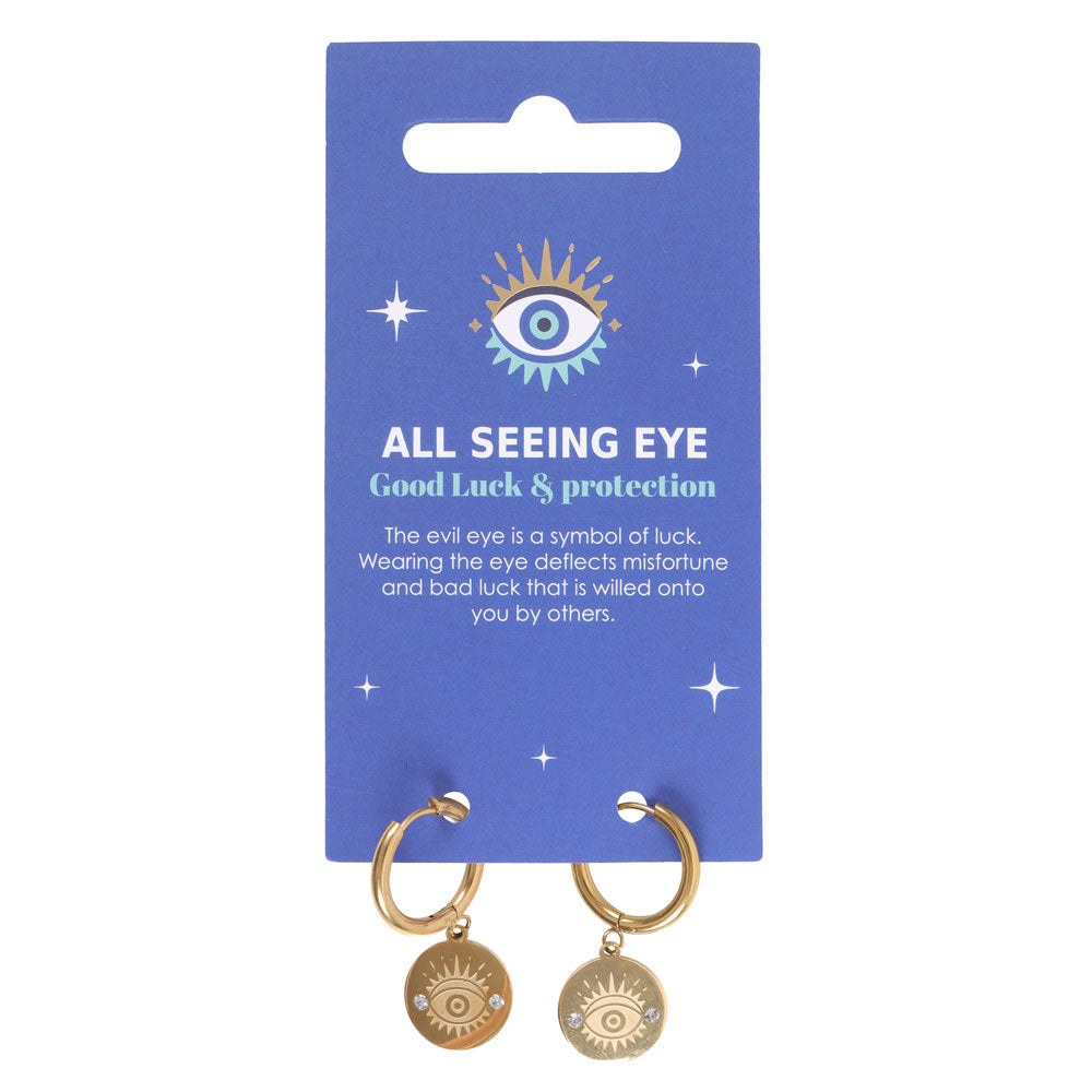 View Gold Toned All Seeing Eye Earrings information