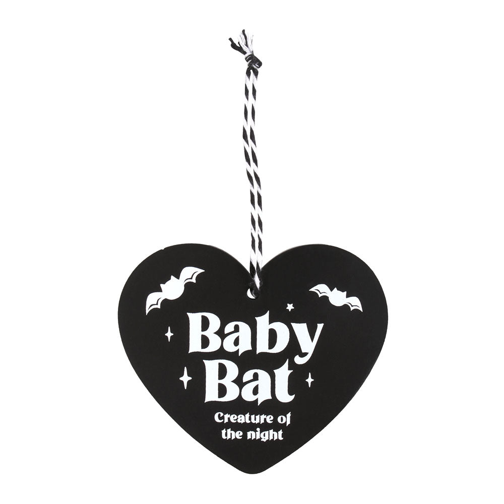 View Baby Bat Hanging Heart Sign information