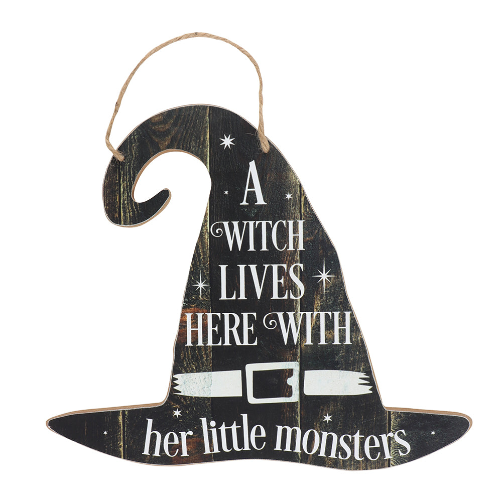 View A Witch Lives Here Hanging MDF Sign information