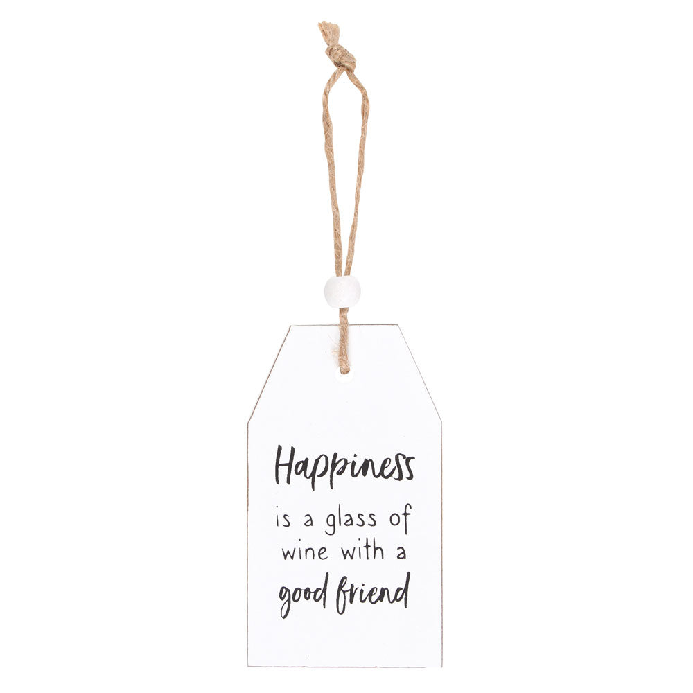 View Happiness Is A Glass Of Wine Hanging Sentiment Sign information