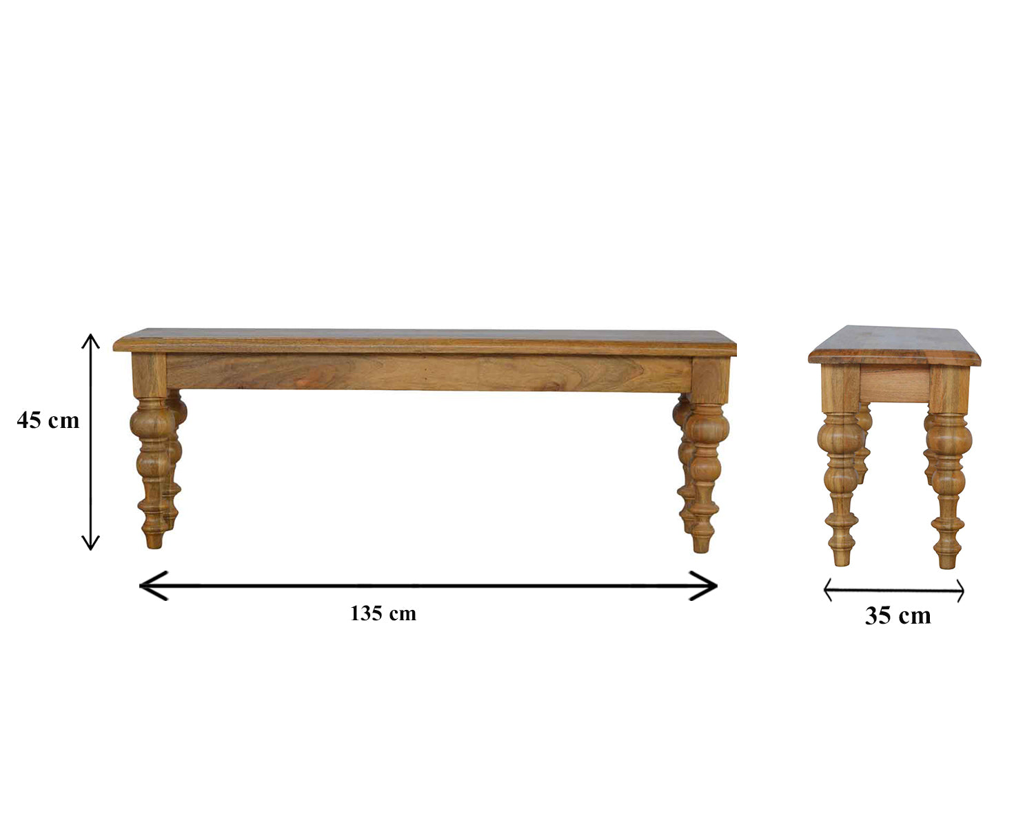 View Solid Wood Bench with Turned Feet information